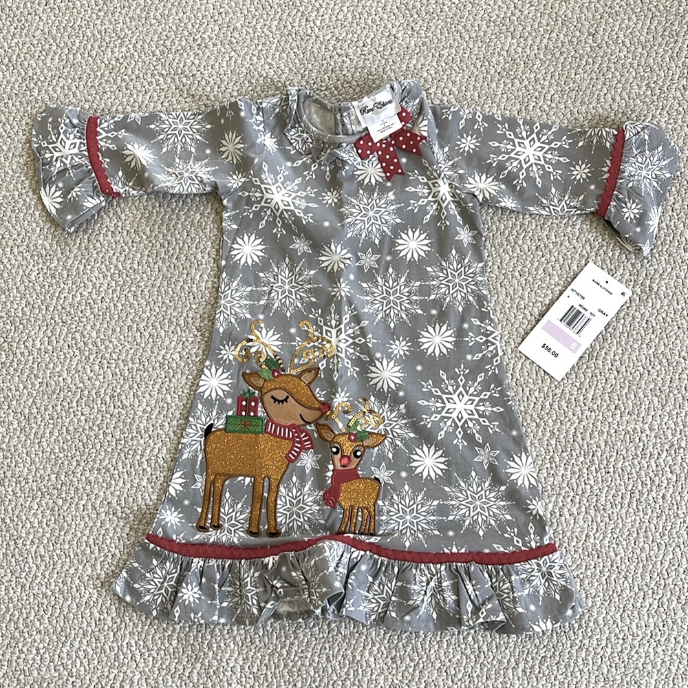 Brand New Rare Editions Christmas dress, size 6,  95% cotton, 5% spandex.
